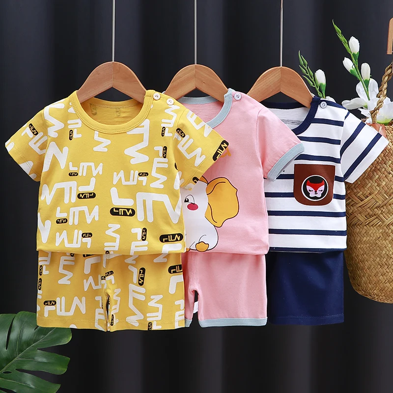 Kids Clothes Set Baby Boy/Girl T-Shirt + Shorts Summer Clothing Cotton Cartoon Casual Boys Tracksuit Children Baby Clothes Set thumbnail 3