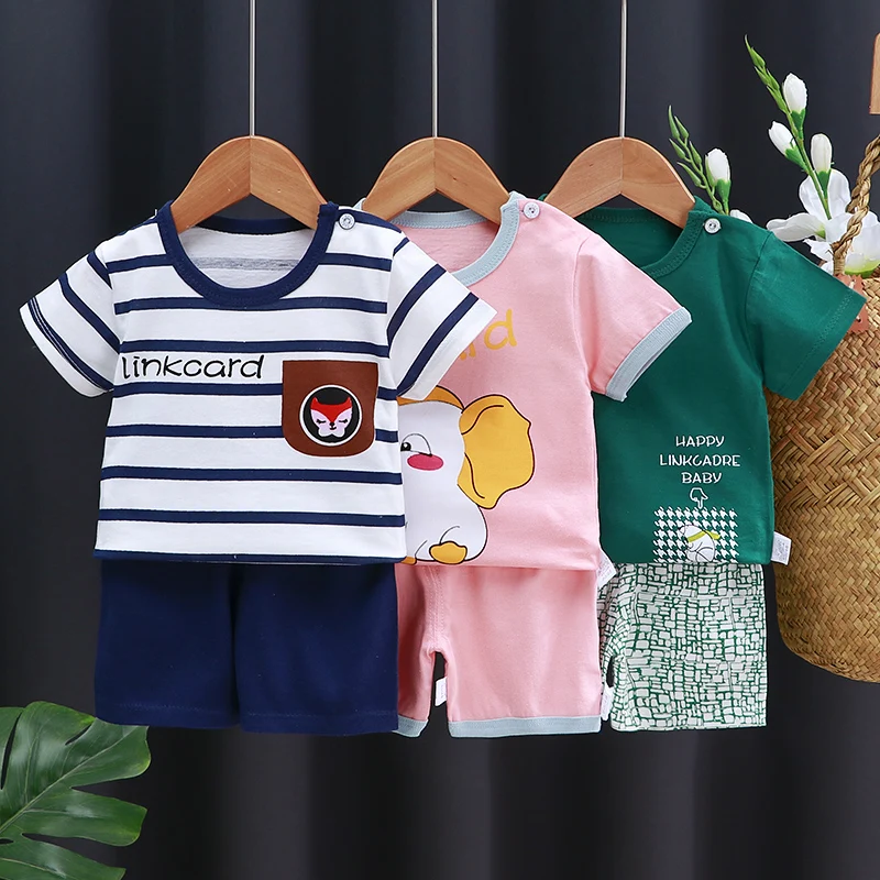 Kids Clothes Set Baby Boy/Girl T-Shirt + Shorts Summer Clothing Cotton Cartoon Casual Boys Tracksuit Children Baby Clothes Set thumbnail 2