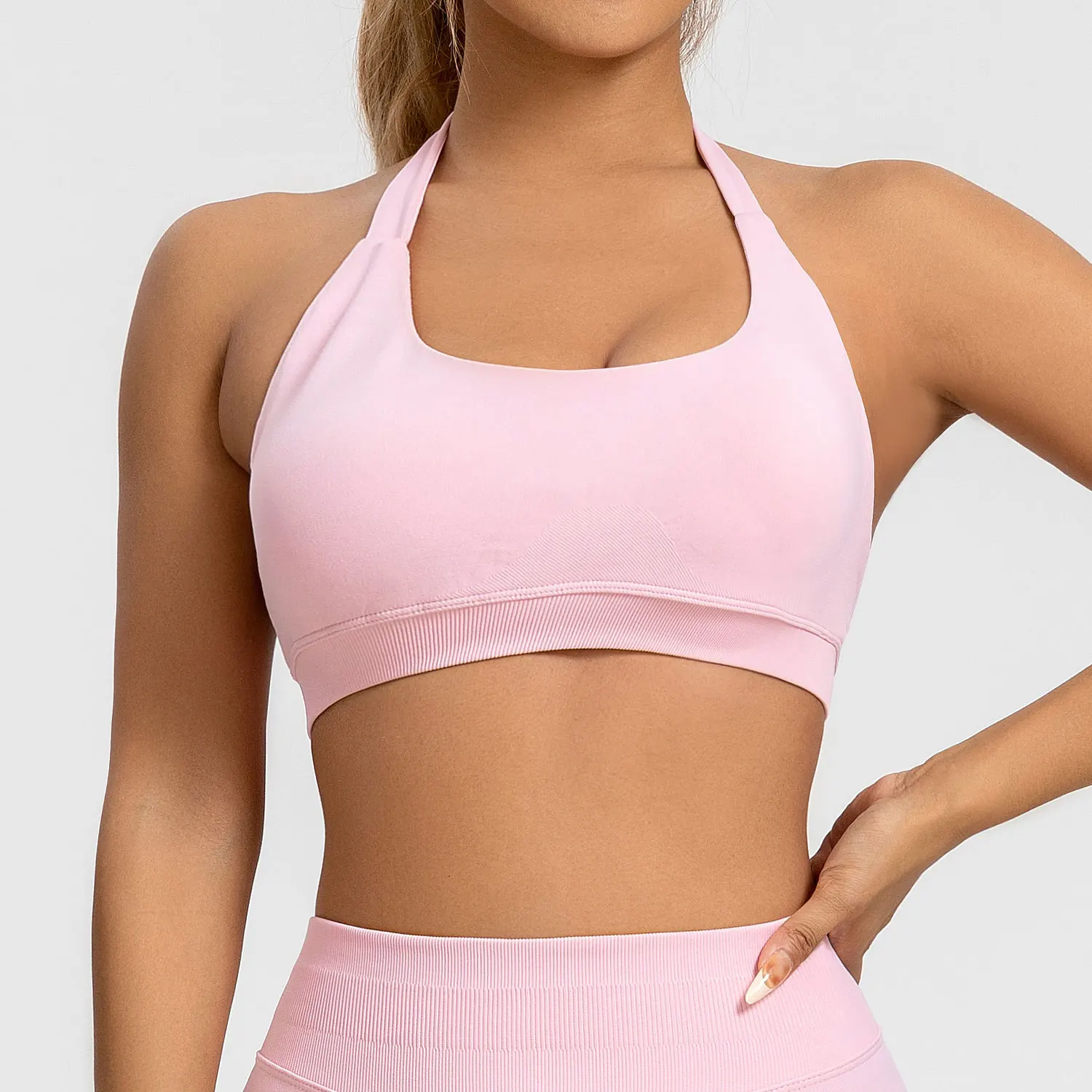 NCLAGEN Impact Sports Bra Women Seamless Halter Top High Support Push-up Open Back Gym wear Fitness Yoga Workout underwear thumbnail 5