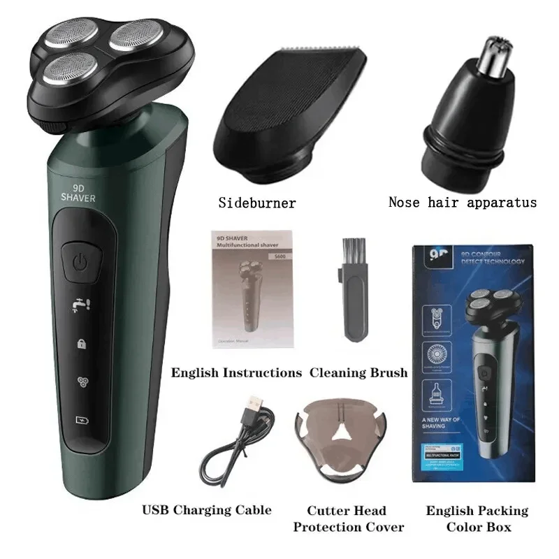 Electric Shavers for Men Waterproof Electric Trimmer Razor Wet &amp Dry Use Rechargeable Battery Rotary Shavers Machine Shaving thumbnail 2