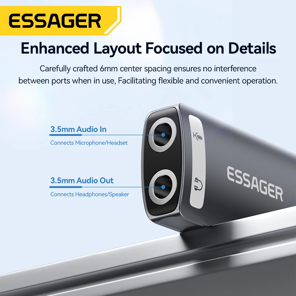 Essager External USB Sound Card To 3.5mm Mic Headphone Jack Stereo Headset Audio Microphone Adapter Speaker Interface For Laptop thumbnail 6