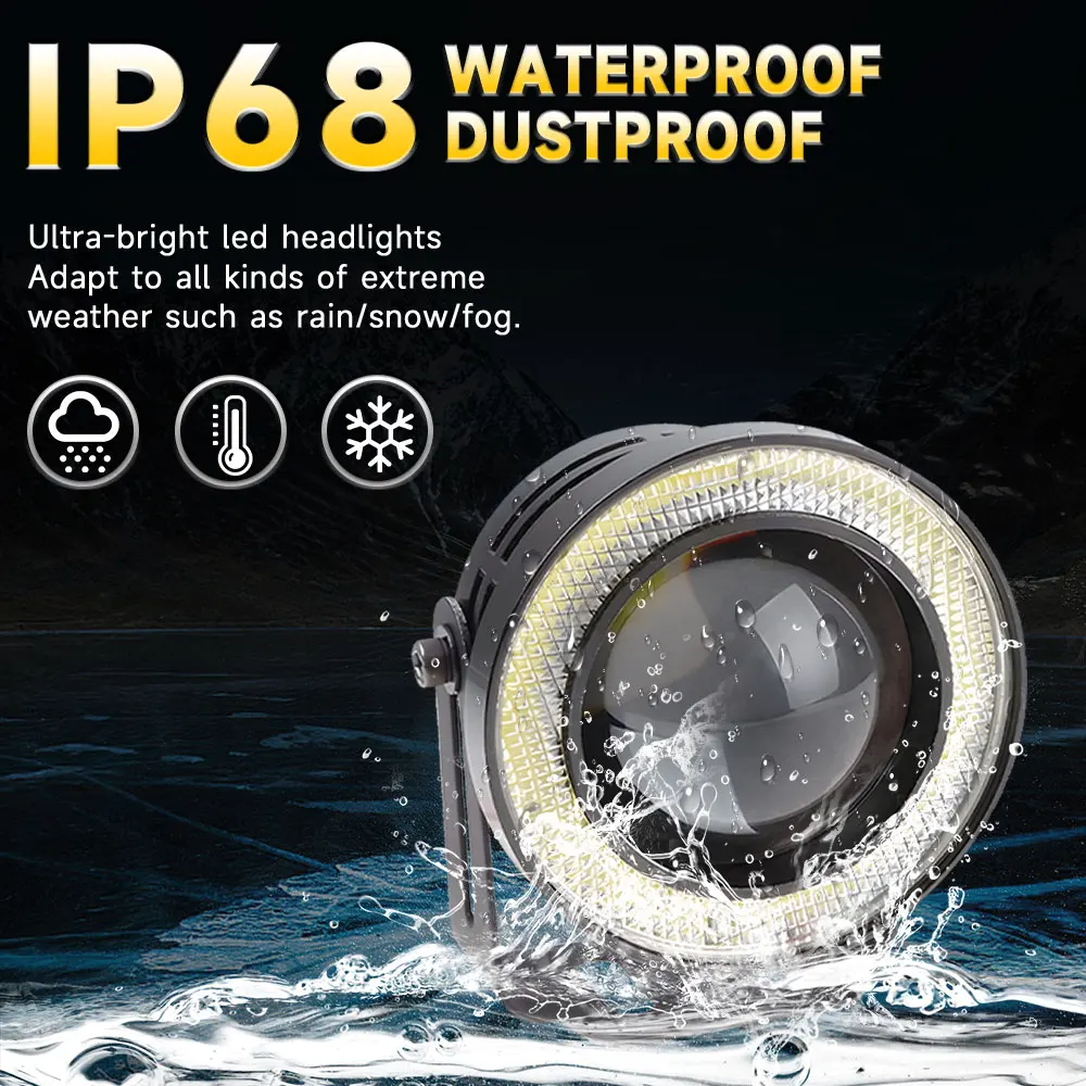 12V Angel Eye Car LED Fog Light 2.5" 3" 3.5" Inch COB Projector Halo Ring DRL Driving Fog Lamp Led Auto Daytime Running Light thumbnail 5