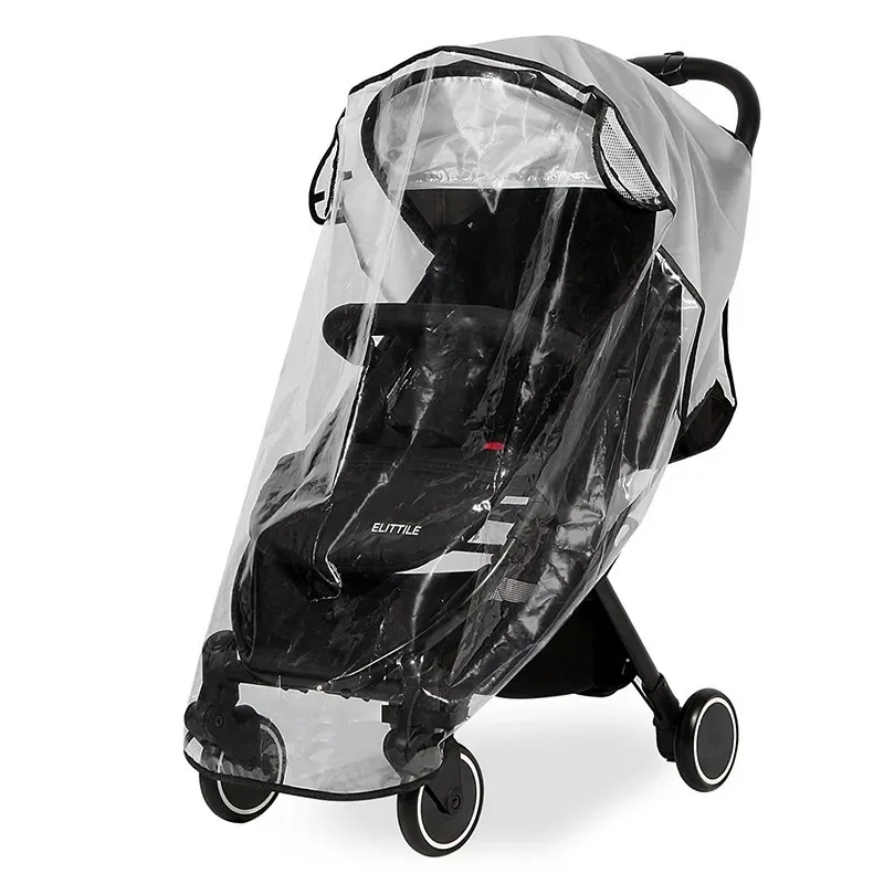 Baby Stroller Accessories Waterproof and Rainproof Cover Transparent Windproof and Dustproof Opened for Baby Stroller Raincoats thumbnail 4