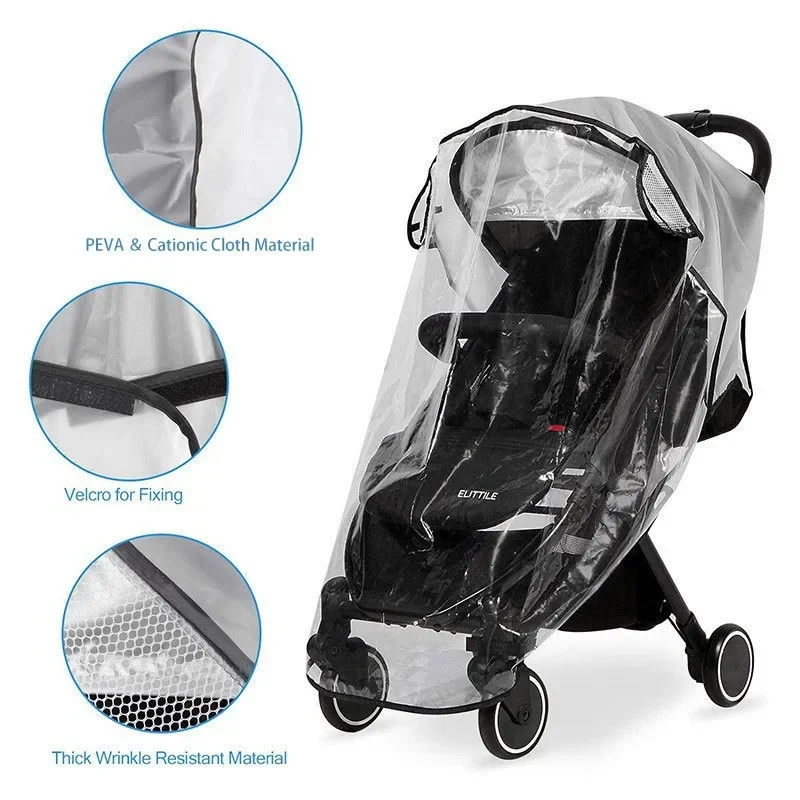 Baby Stroller Accessories Waterproof and Rainproof Cover Transparent Windproof and Dustproof Opened for Baby Stroller Raincoats thumbnail 3