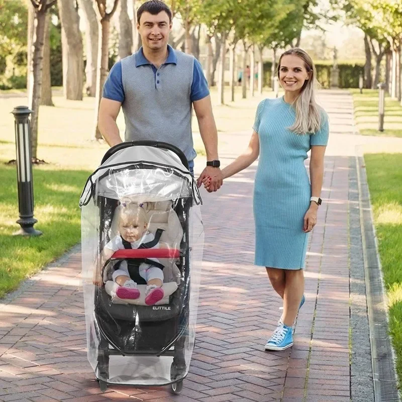 Baby Stroller Accessories Waterproof and Rainproof Cover Transparent Windproof and Dustproof Opened for Baby Stroller Raincoats thumbnail 5