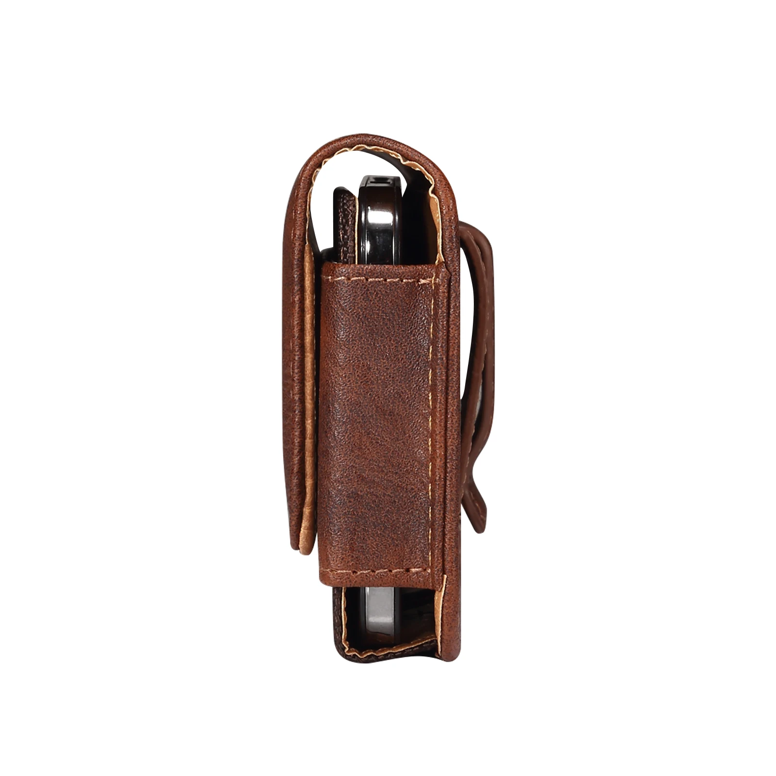 Cow Leather Mobile Phone Belt Clip Case Men Waist Bag For iPhone 17 16 15 14 Pro Max Samsung Galaxy S25 S24 Redmi Holster Cover thumbnail 3