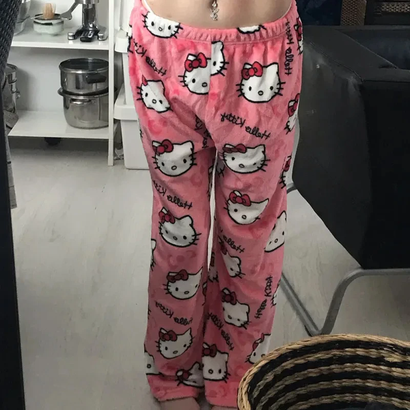 Y2K Hello Kitty Pajamas Pants Sanrio Anime Women's Pajama Pants Cartoon Couple Home Sleepwear Trousers Leisure Home Clothing thumbnail 4