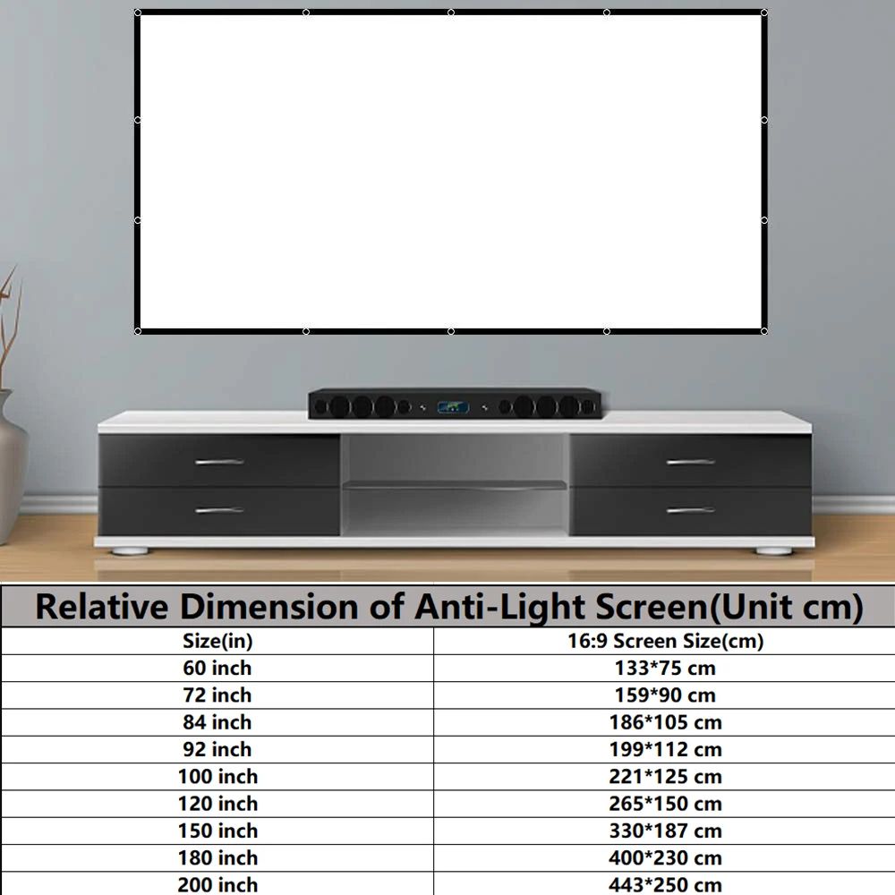VEIDADZ Projector Screen White Less Creases 60-200 inch Soft High Density Portable Foldable Projection Screen for Outdoor Movie thumbnail 6