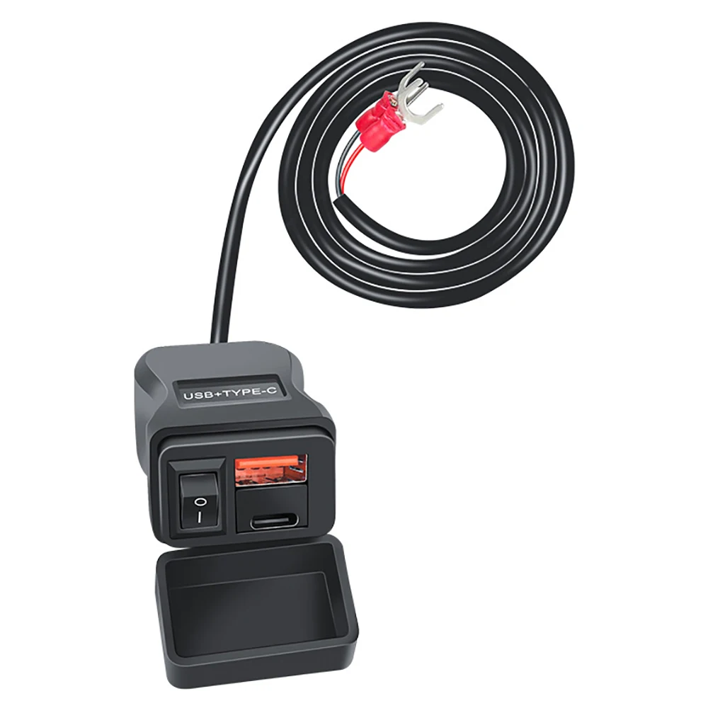 Universal Motorcycle USB Charger QC3.0 Handlebar Fast Charging Waterproof 12V Socket Adapter With Voltmeter Motorcycle Tools thumbnail 2