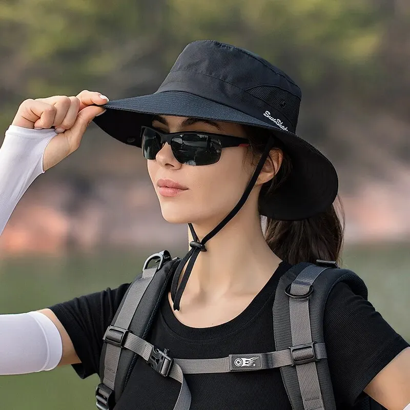 Xinbaoguan 100% Polyester Summer Outdoor Sun Hat, Breathable Sun Hat, Folding Sun Hat, Female Ponytail Hole Fisherman Hat thumbnail 6