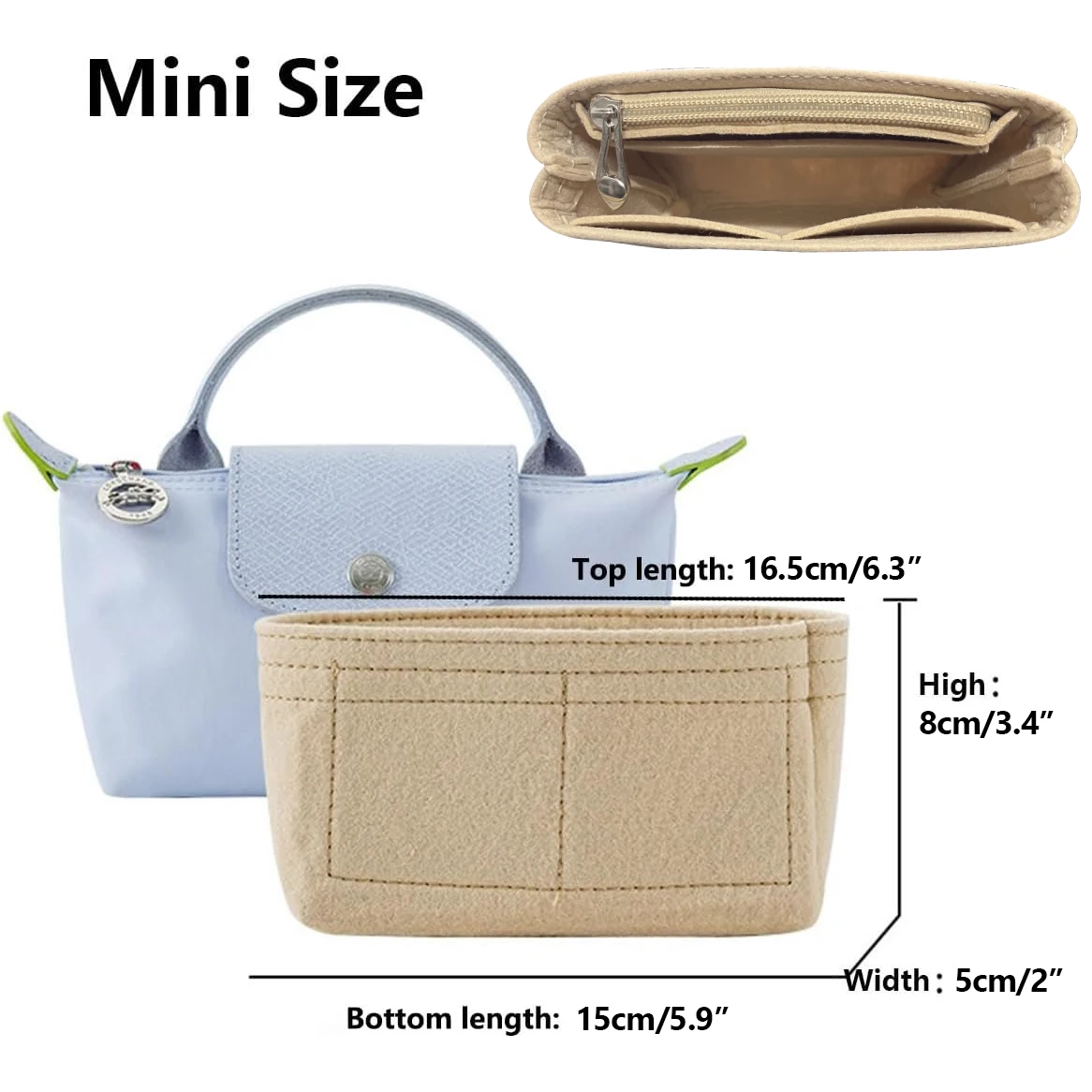 Bag Organizer for Longchamp Small Tote Bag Timid Bag Storage & Finishing Inner Bag Liner Handbags Insert Organizer fit Mini Size thumbnail 2
