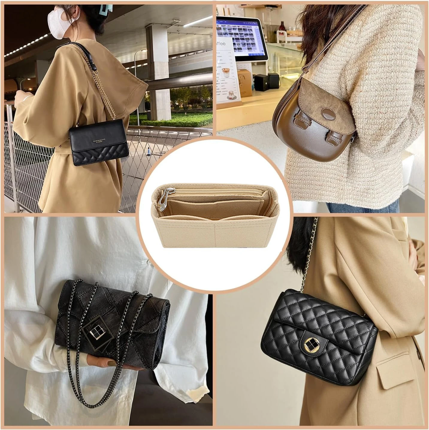 Bag Organizer for Longchamp Small Tote Bag Timid Bag Storage & Finishing Inner Bag Liner Handbags Insert Organizer fit Mini Size thumbnail 6