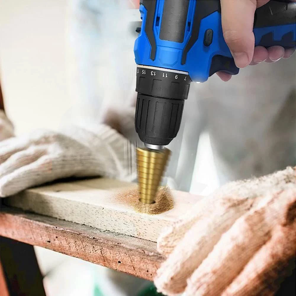 Hss Steel Titanium Coated Step Drill Bits 3-12mm 4-12mm 4-20mm Step Cone Cutting Tools Steel Wood Metal Drilling Power Set thumbnail 5