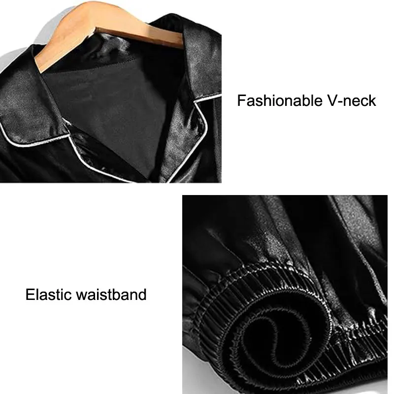 Men Pajamas Set Winter Sleepwear For Man Shirt Long Sleeve Pijama Male Silk Satin Sleeping Home Night Wear Big Size Loungewear thumbnail 5