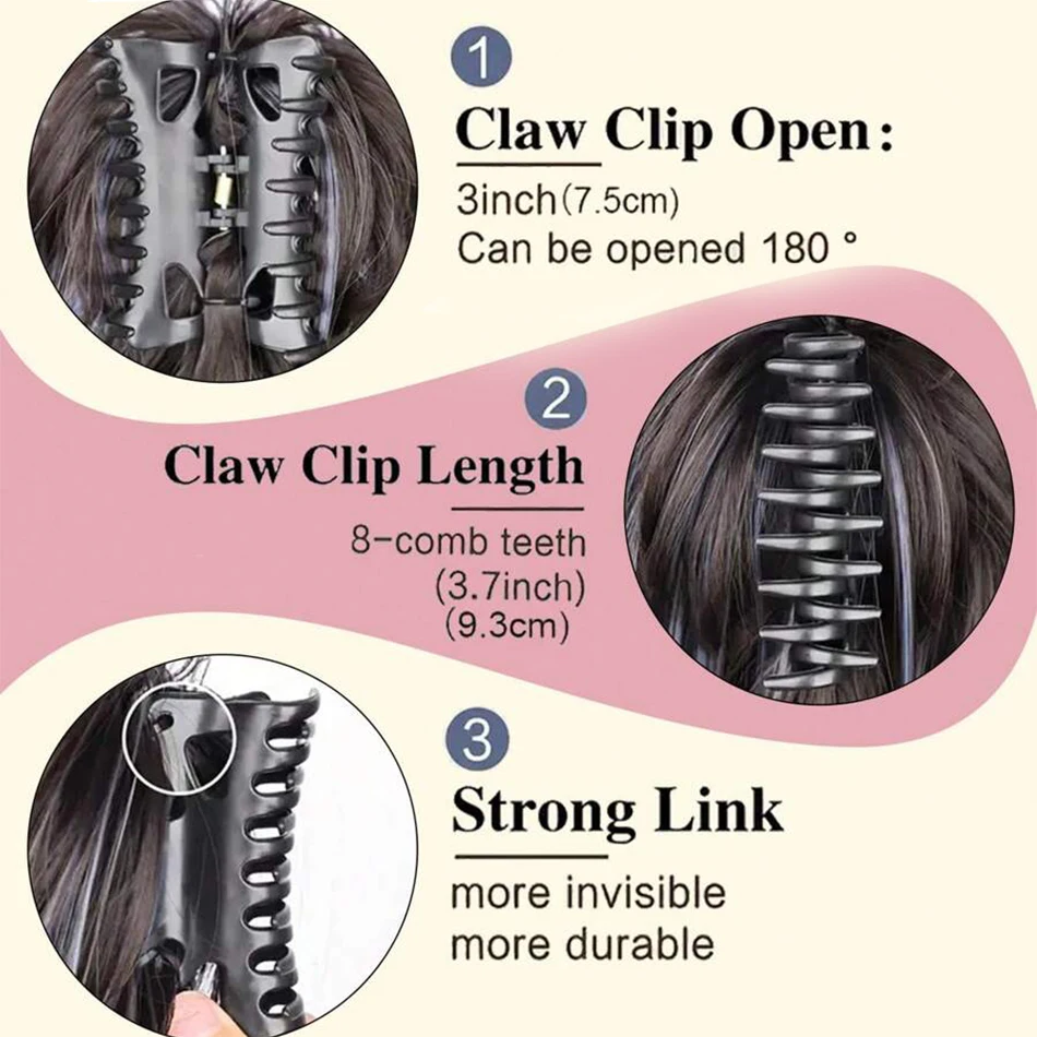 Straight Synthetic Claw Clip Ponytail Hair Extension Short Messy Fluffy Ponytail Hairpiece For Women Natural Tail With Claw Clip thumbnail 3