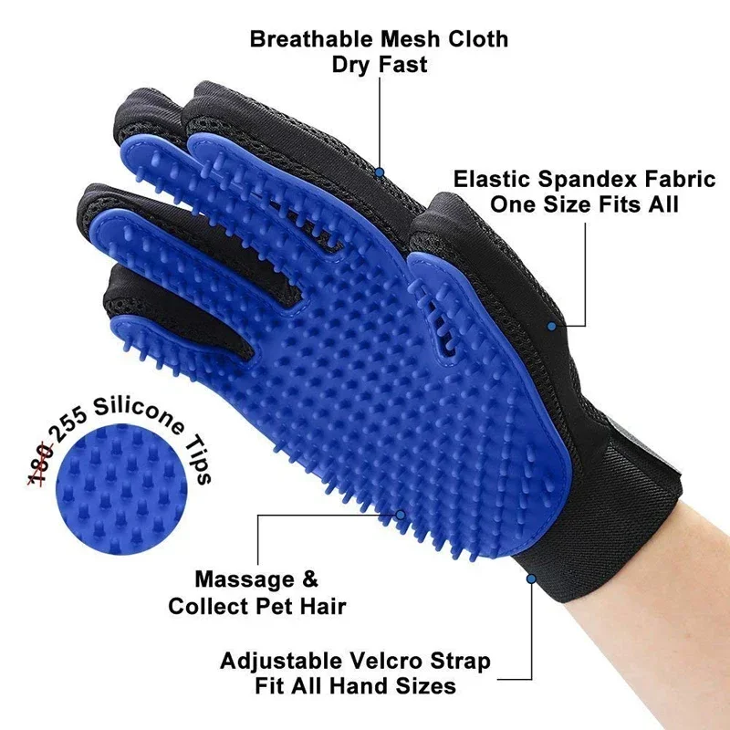 Silicone Pet Grooming Gloves Cats Hair Brush and Comb Gloves to Bathe Dogs Cleaning Hair Removal  for Dog Animal Use Supplies thumbnail 3
