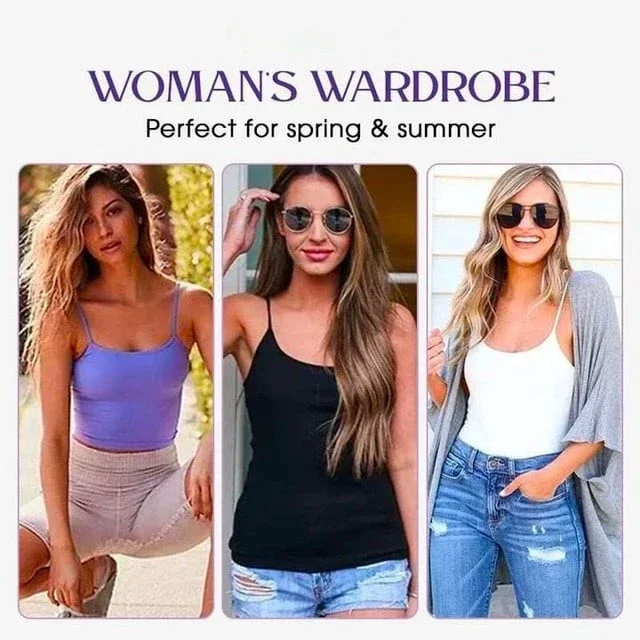 Cami Bra – Women's Camisole With Built In Padded Bra Vest Dropshipping As Seen on Tiktok Pink Top For Women Pajamas Home Wear thumbnail 3