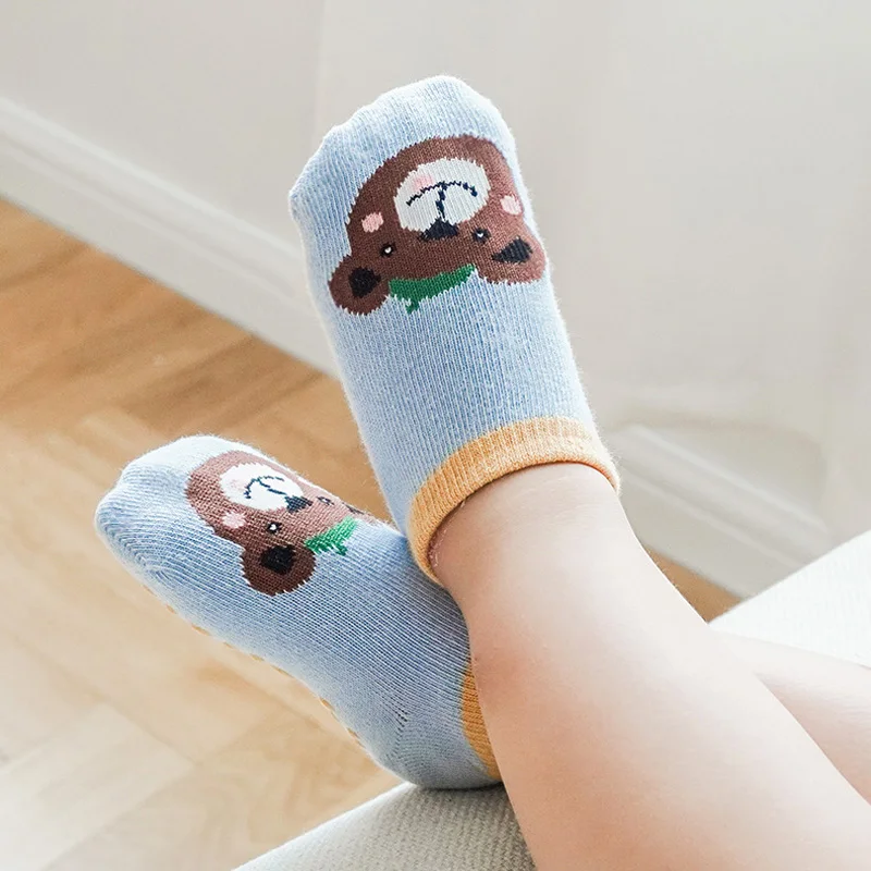 6 Pairs Kids Cotton Socks Cute Cartoon Animal Pattern Comfy Breathable Baby Non-slip Floor Socks thumbnail 5