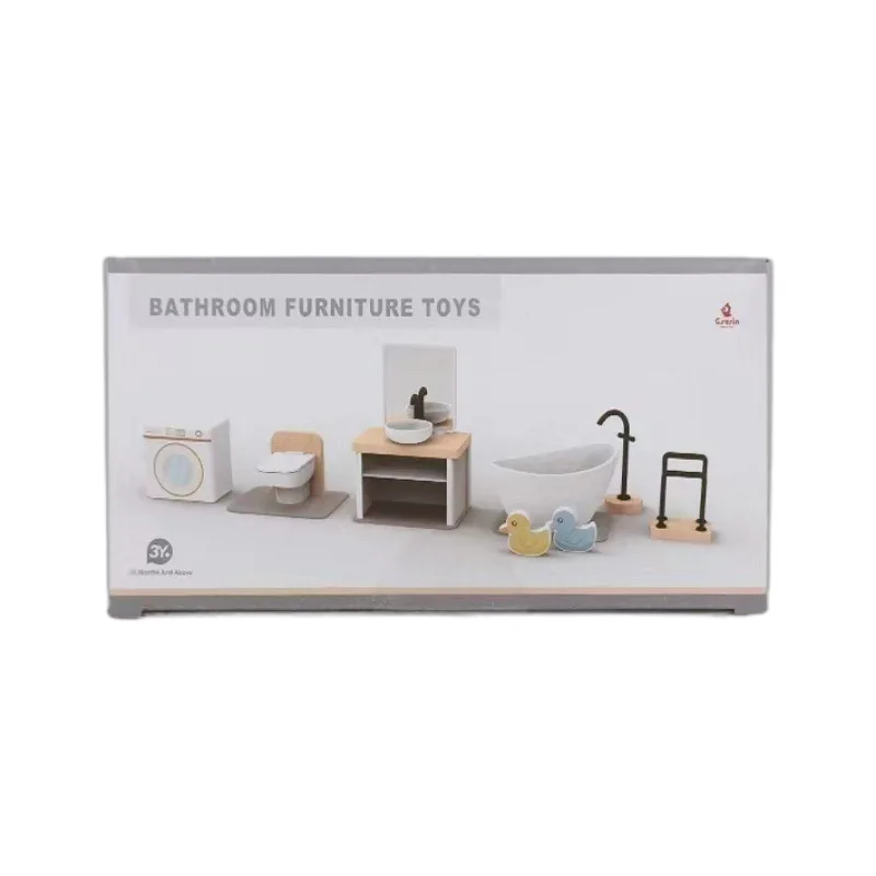 Mini furniture wooden kitchen bedroom bathroom play house simulation doll house children's toy furniture ornaments thumbnail 6