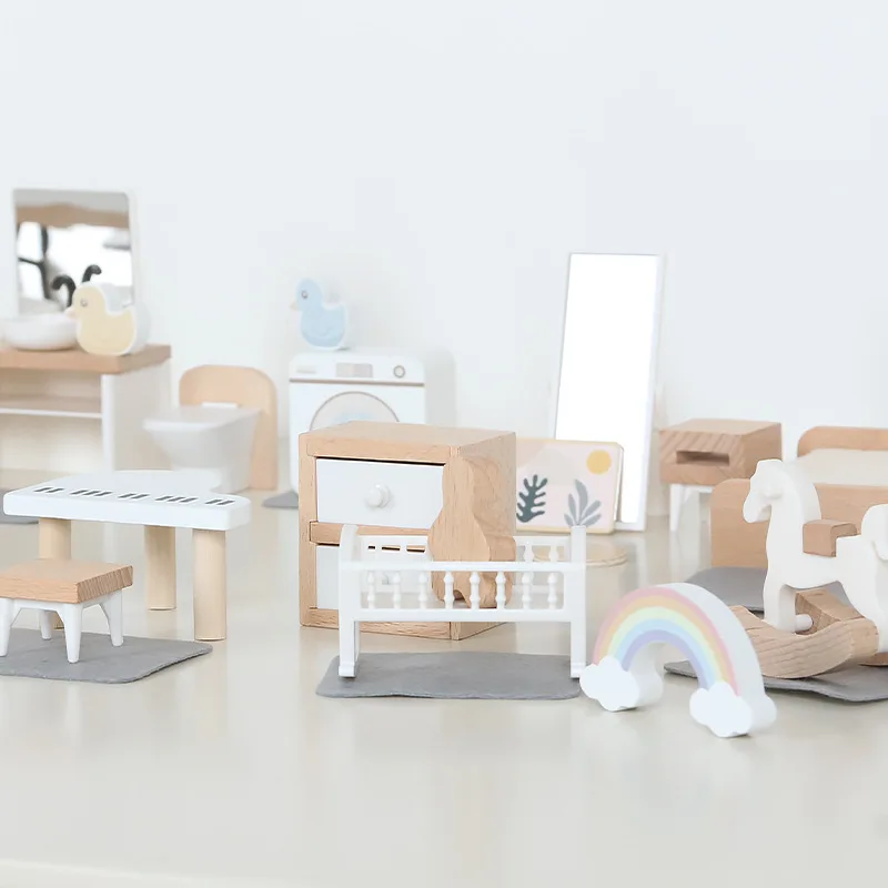 Mini furniture wooden kitchen bedroom bathroom play house simulation doll house children's toy furniture ornaments thumbnail 2