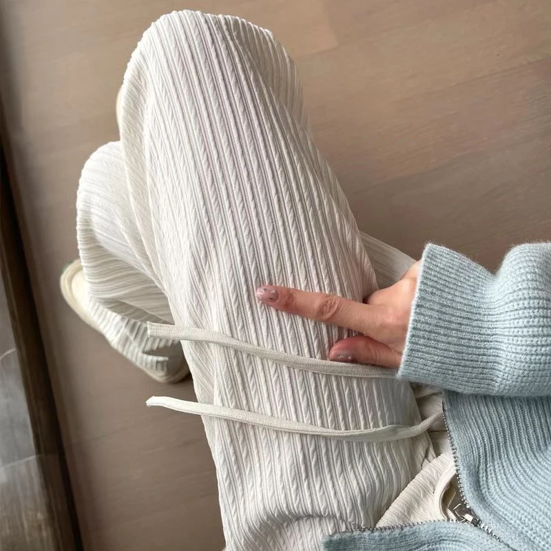 2025 summer new bubble milk puff cloud pants women high waist draped narrow straight casual pants cloud puff wide leg pants thumbnail 2