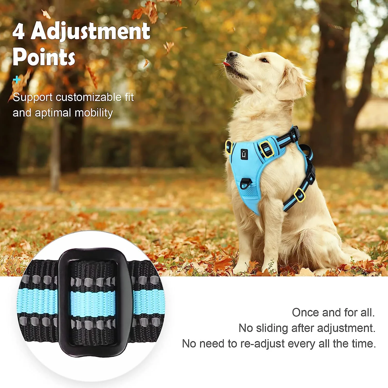 No Pull Dog Harness, Adjustable Soft Padded Pet Vest with Easy Control Handle thumbnail 5