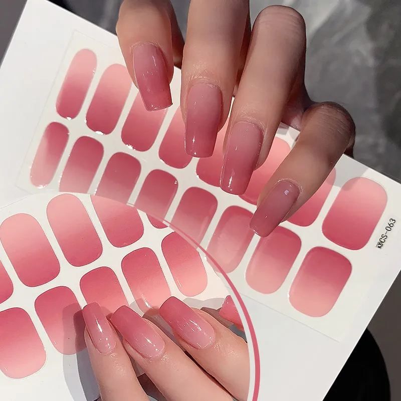 14/16Tips Full Cover Gradient Nail Stickers Multi Color Self Adhesive Slider No Need UV Lamp Cured Press ON Nail Decal thumbnail 5