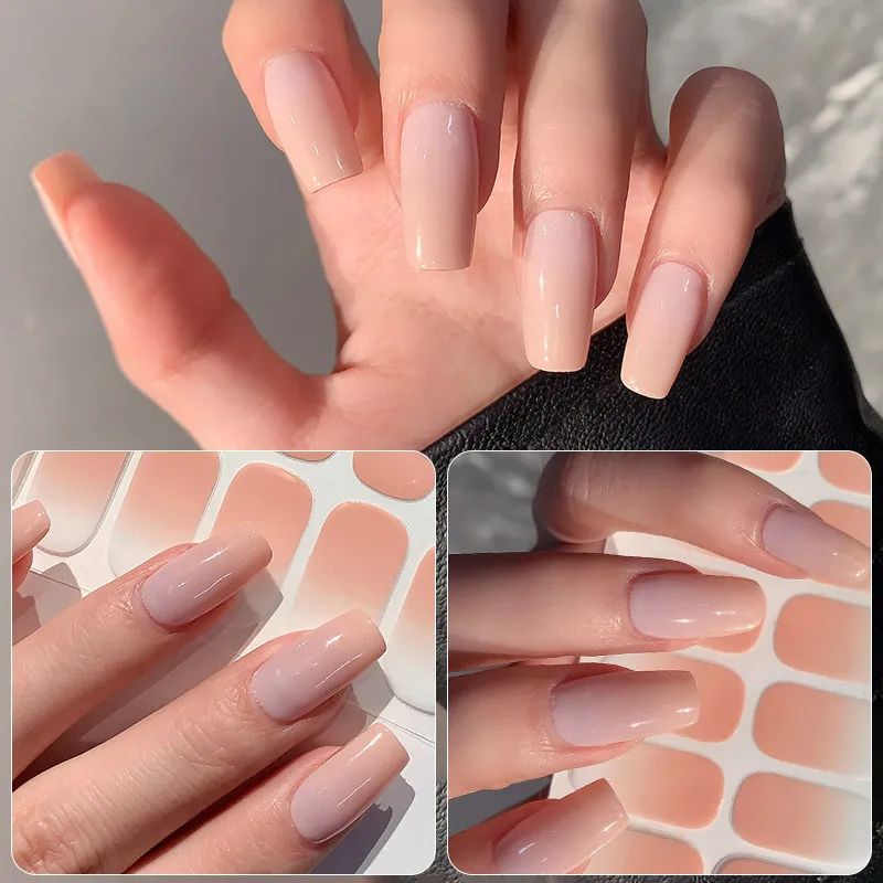 14/16Tips Full Cover Gradient Nail Stickers Multi Color Self Adhesive Slider No Need UV Lamp Cured Press ON Nail Decal thumbnail 2