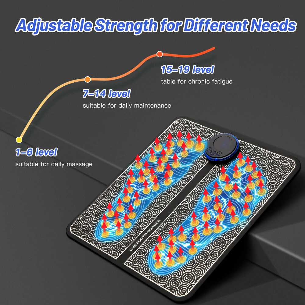 Electric Foot Massager Pad Electrostimulator Massage Mat EMS Muscle Massager Relax Feet Massage Fitness Masajeador USB Charging thumbnail 4