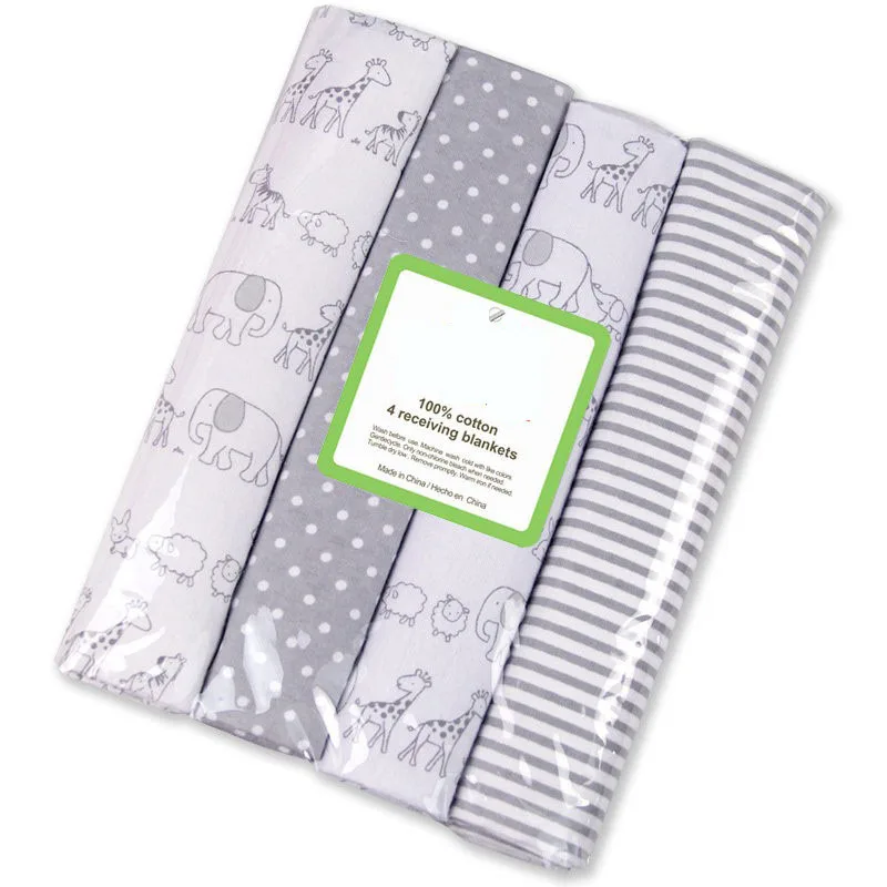 4pcs/ Pack 102*76CM 100% Cotton Super Soft Flannel Receiving Baby Blanket Newborn Baby Swaddle Baby Bedding sheet Flannel Diaper thumbnail 5