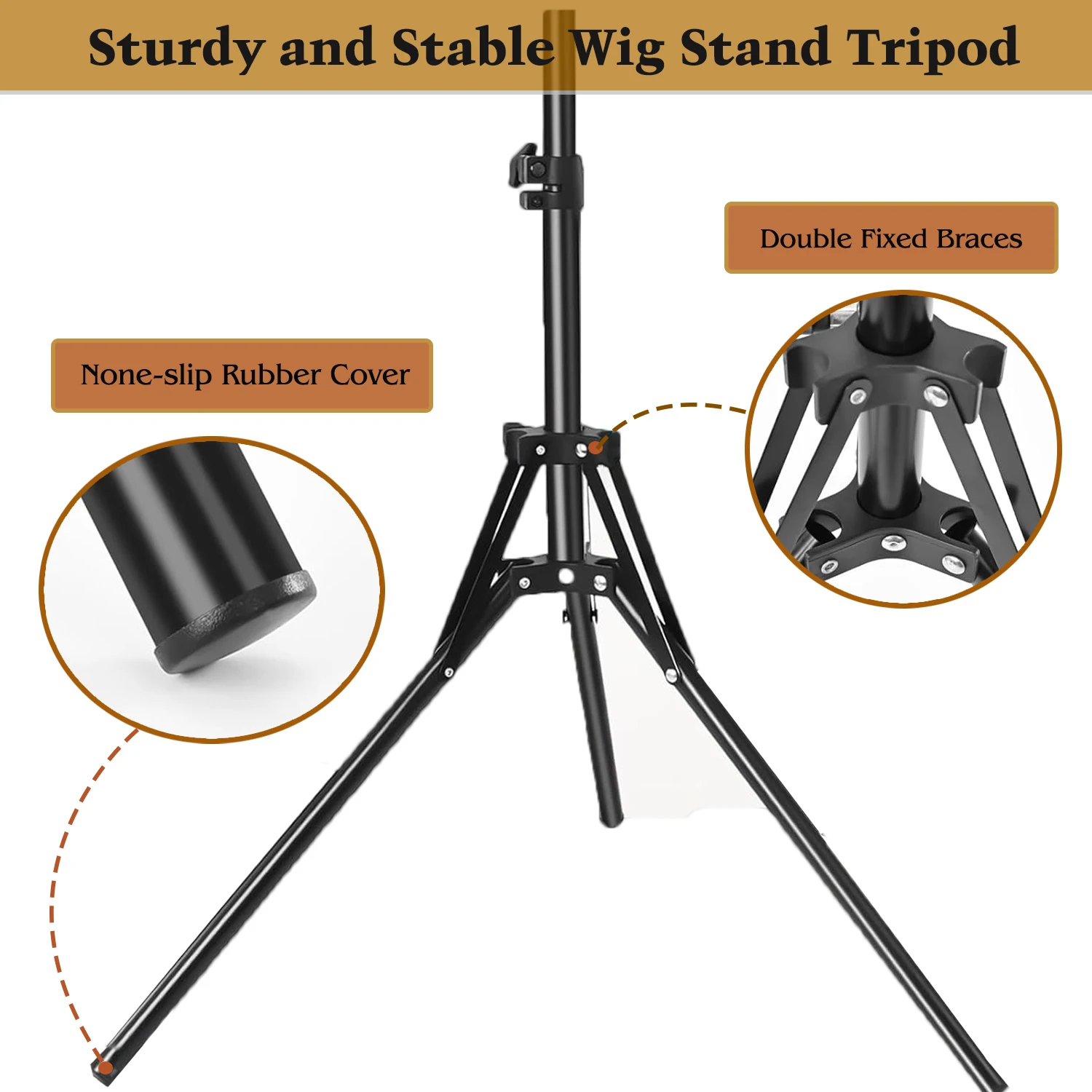 21-23inch Canvas Block Head Mannequin Wig Head Wig Stand Tripod with Head, Mannequin Head Wig Display Styling Head With Stand thumbnail 3