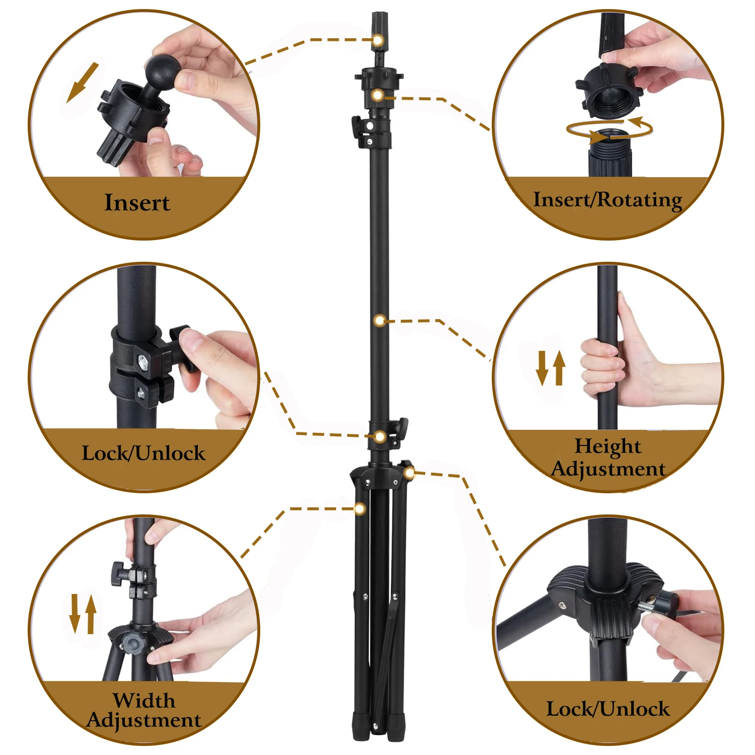 21-23inch Canvas Block Head Mannequin Wig Head Wig Stand Tripod with Head, Mannequin Head Wig Display Styling Head With Stand thumbnail 5