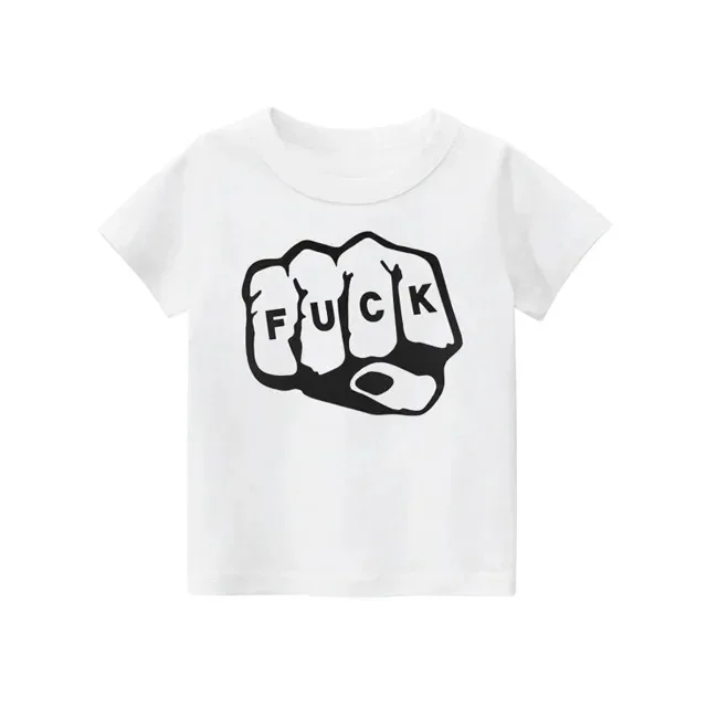 2024 New Fashion Kids T Shirt For Boys Black White Gray Short Sleeve Children Clothes Rock Print Boy T Shirt For Girls Tops thumbnail 6