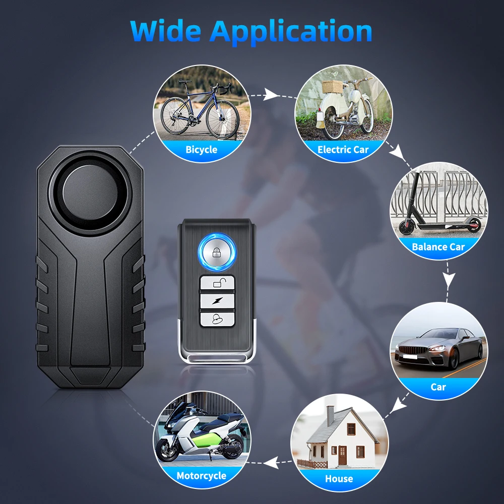 Anchtek 113dB USB Rechargeable Bike Alarm Wireless Alarma Moto Vibration Sensor Warning Alarm System For Motorcycle Electric Car thumbnail 6