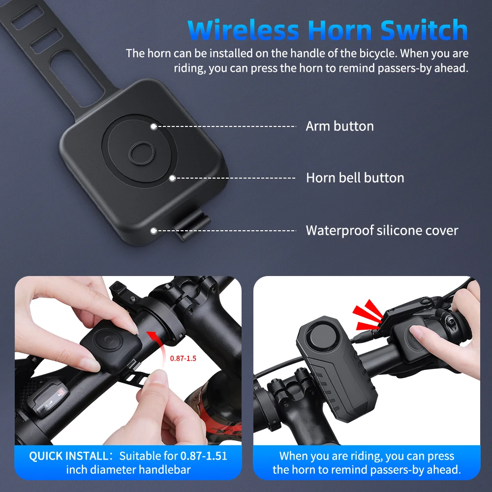 Anchtek 113dB USB Rechargeable Bike Alarm Wireless Alarma Moto Vibration Sensor Warning Alarm System For Motorcycle Electric Car thumbnail 4