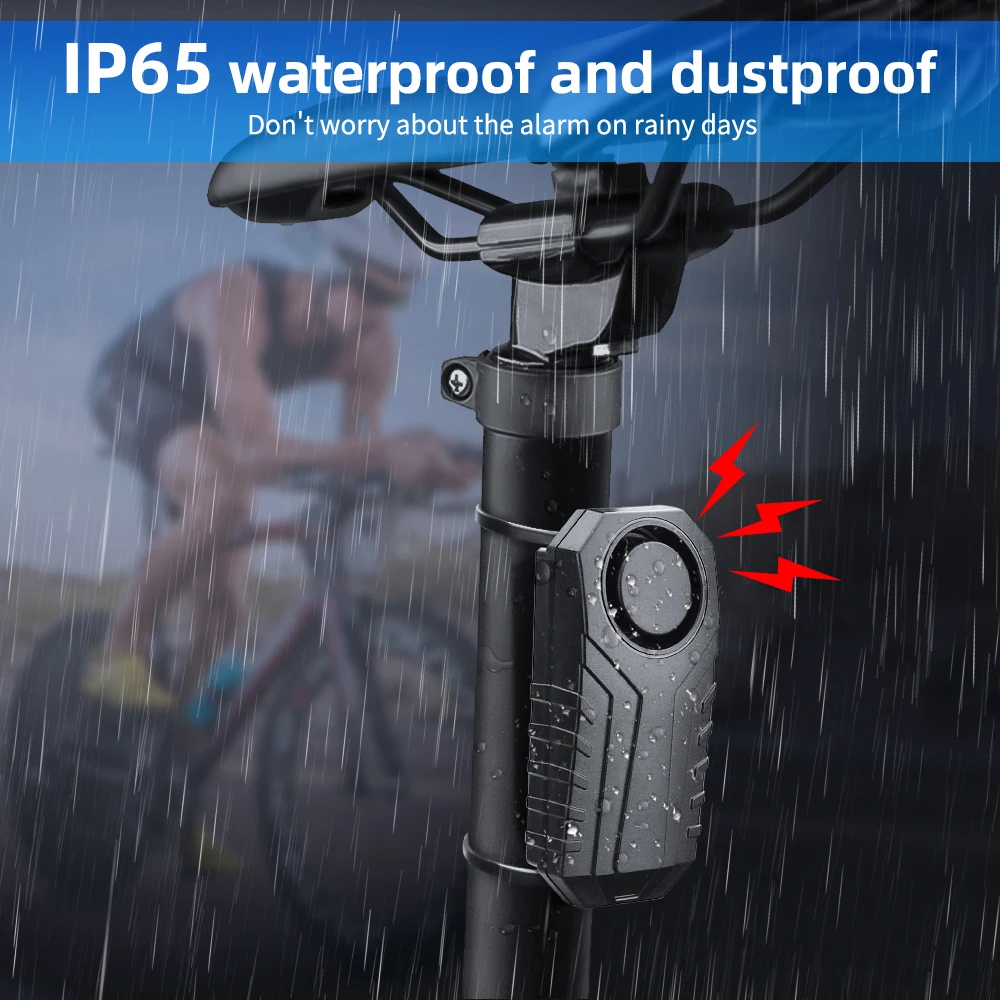 Anchtek 113dB USB Rechargeable Bike Alarm Wireless Alarma Moto Vibration Sensor Warning Alarm System For Motorcycle Electric Car thumbnail 5