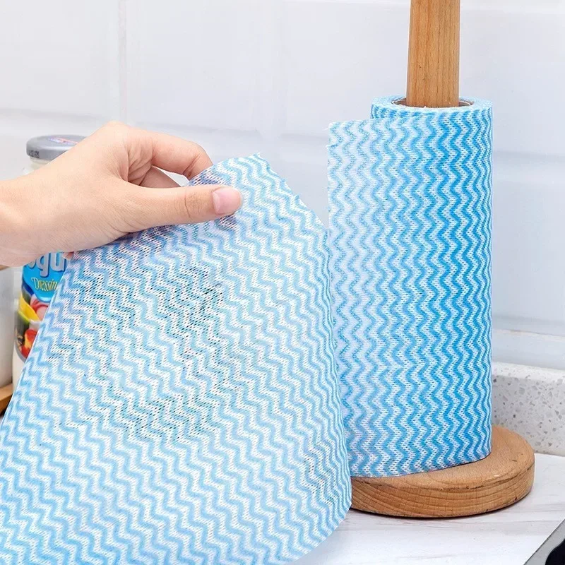50Pcs/Roll Dishcloth Disposable Kitchen Cloth Roll Kitchen Dishcloth Cleaning Cloth Lazy Person Tear Off Non-woven Fabric thumbnail 4