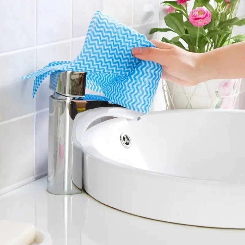 50Pcs/Roll Dishcloth Disposable Kitchen Cloth Roll Kitchen Dishcloth Cleaning Cloth Lazy Person Tear Off Non-woven Fabric thumbnail 3
