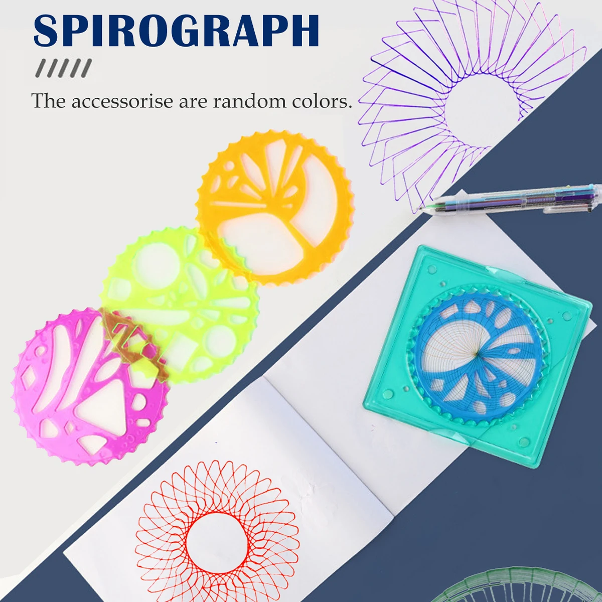 Spirograph Set, Fun Shapes Drawing Art Set Classic Gear Design Drawing Set Toys For Kids 8+ Some Parts are Sent Random thumbnail 3