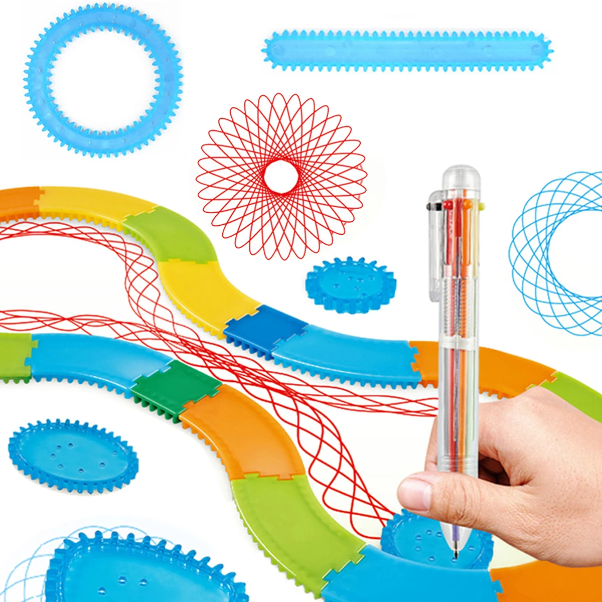 Spirograph Set, Fun Shapes Drawing Art Set Classic Gear Design Drawing Set Toys For Kids 8+ Some Parts are Sent Random thumbnail 4