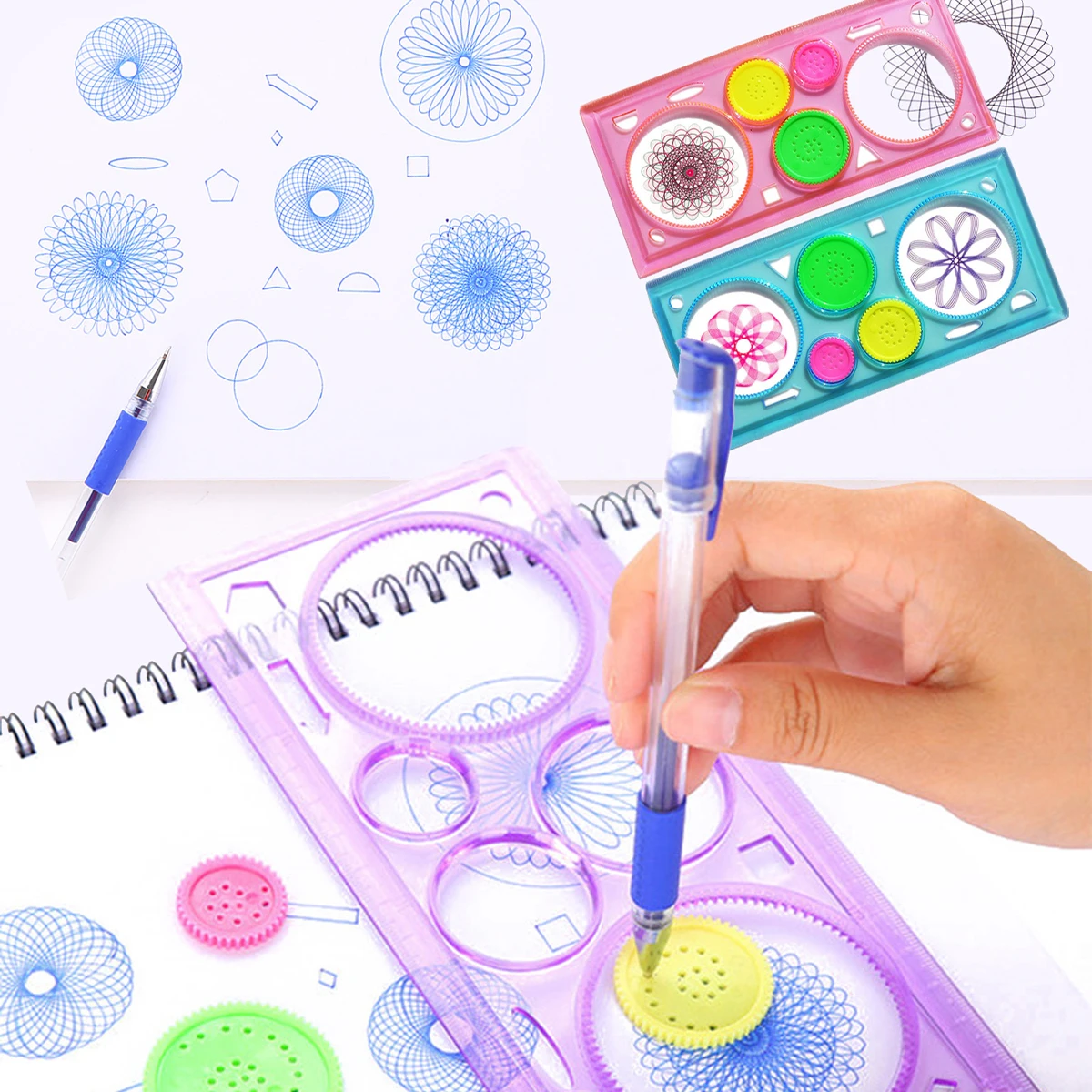 Spirograph Set, Fun Shapes Drawing Art Set Classic Gear Design Drawing Set Toys For Kids 8+ Some Parts are Sent Random thumbnail 5
