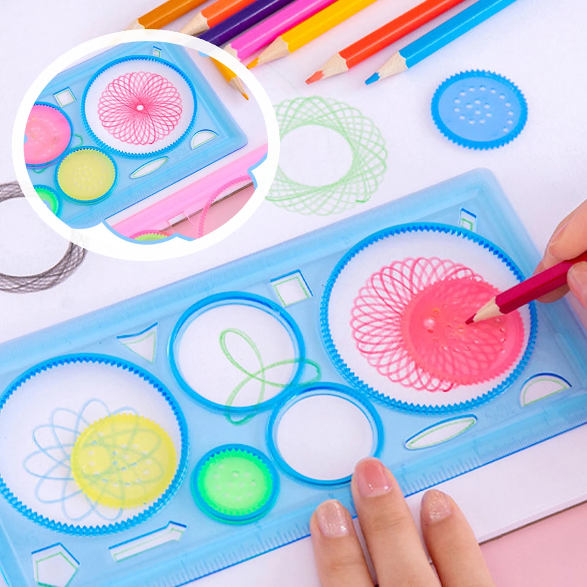 Spirograph Set, Fun Shapes Drawing Art Set Classic Gear Design Drawing Set Toys For Kids 8+ Some Parts are Sent Random thumbnail 2