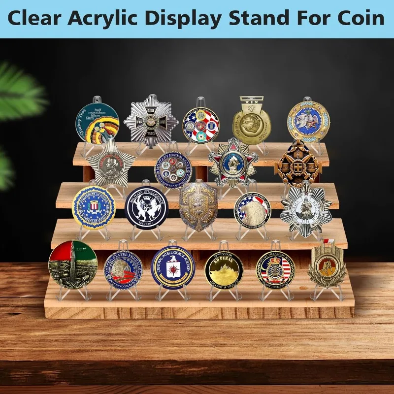 50/1pcs Transparent Acrylic Coin Display Stand Holders Small Easel Rack Card Commemorative Challenge Coin Capsule Holder Support thumbnail 4