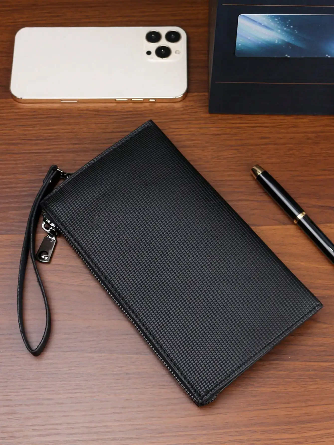 Simple Basic Large Capacity Clutch Bag Business Casual Outdoor Portable Dual Compartment Phone Bag Wristlet Bag Handbag Clutch thumbnail 3