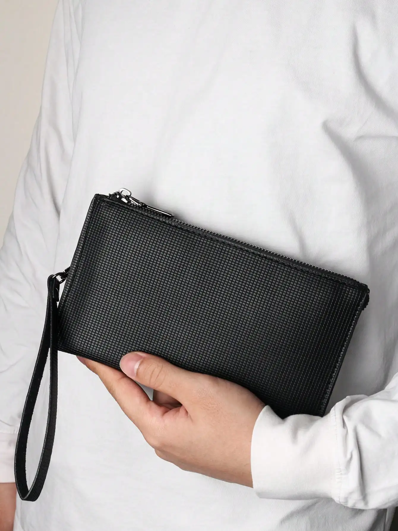 Simple Basic Large Capacity Clutch Bag Business Casual Outdoor Portable Dual Compartment Phone Bag Wristlet Bag Handbag Clutch thumbnail 5