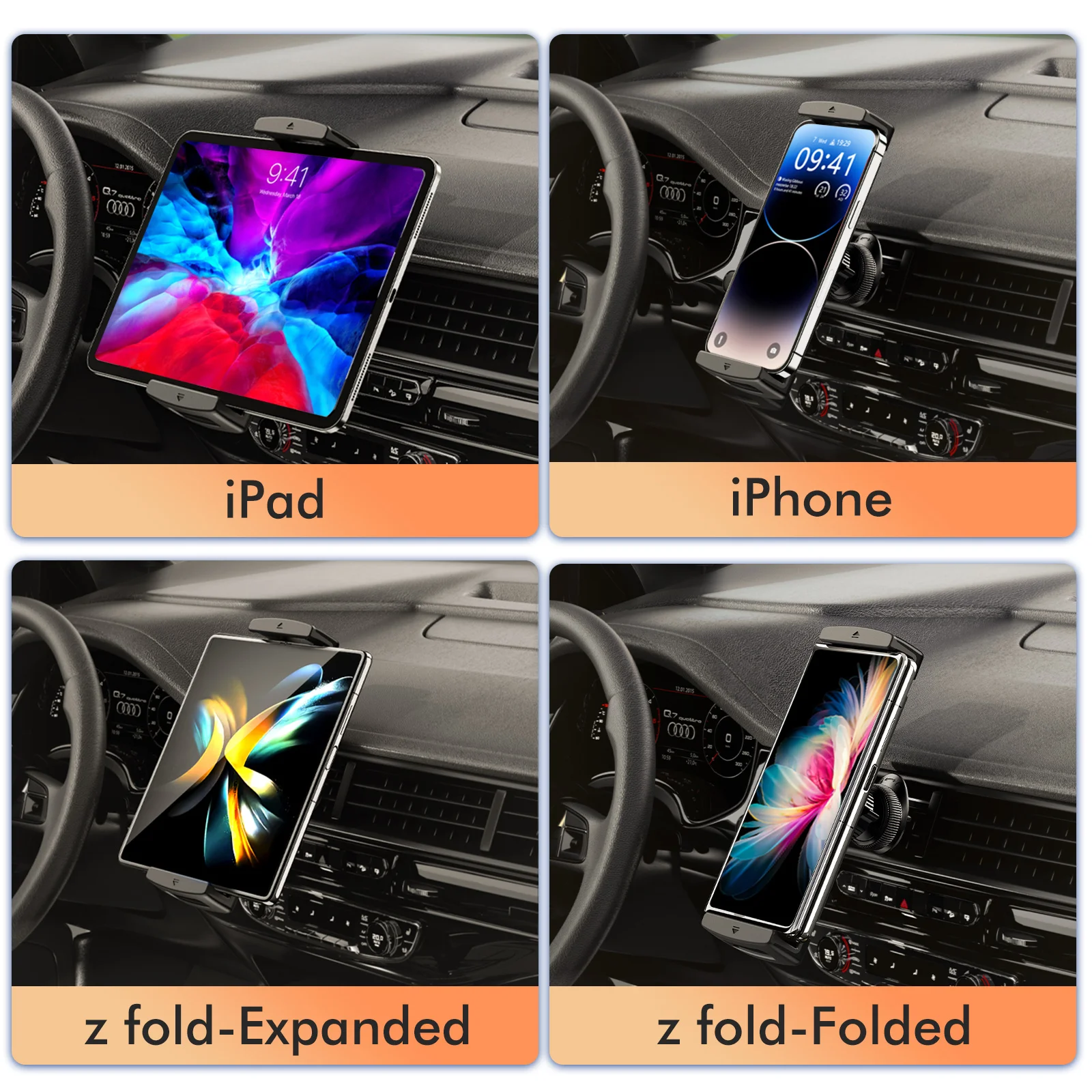 Eary Car Phone Holder 360°Rotatable Mount Vent iPad Tablet for Car iPad Mini Air Z Fold 7 6 iPhone Samsung More 4-12.9" Device thumbnail 5