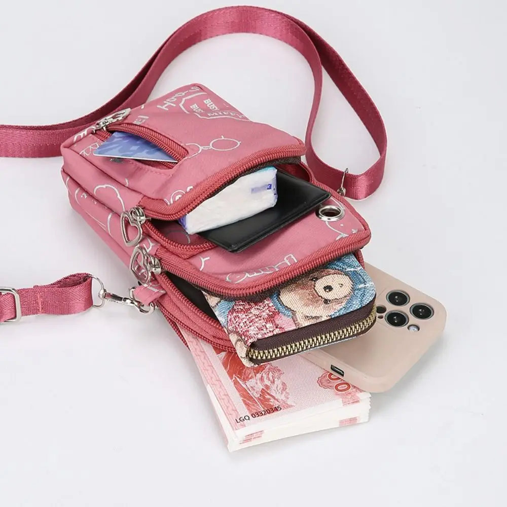 Multifunctional Shoulder Bag Portable Oxford Cloth Heart Zipper Summer Wrist Bag Crossbody Bag Mobile Phone Bag thumbnail 2