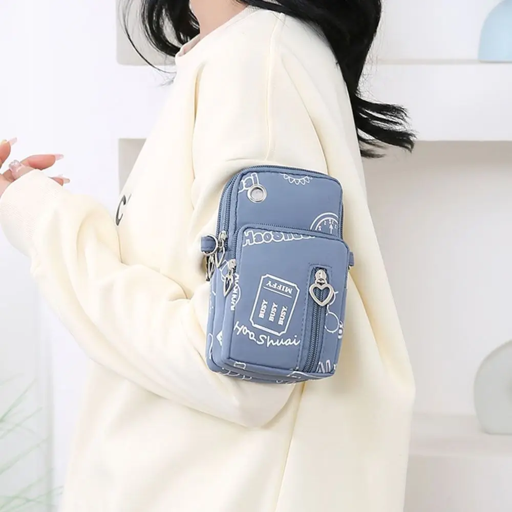 Multifunctional Shoulder Bag Portable Oxford Cloth Heart Zipper Summer Wrist Bag Crossbody Bag Mobile Phone Bag thumbnail 4