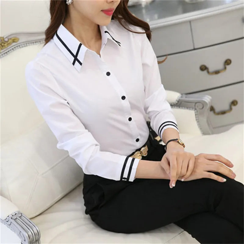 Womens Office Lady Shirt Female Chiffon Slim Blouse  Casual Long Sleeve Shirts Lady Fashion Style Tops Clothing Blusas thumbnail 5
