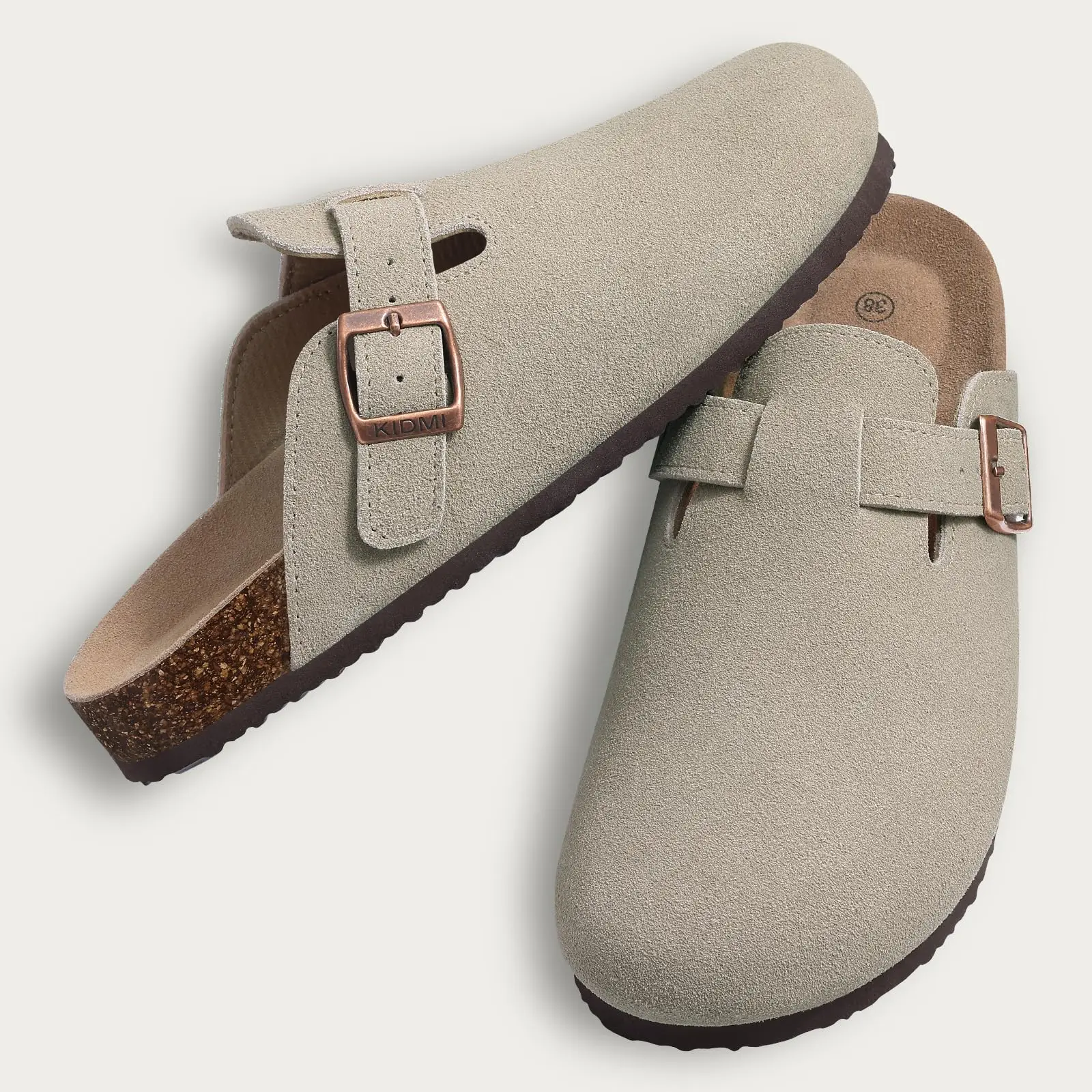 Cresatr Retro Brand Cork Clogs Slippers For Women Men Mules Shoe with Arch Support New Unisex Summer Beach Shoes Suede Sandals thumbnail 2